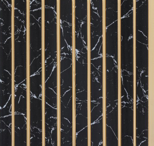Interlock Wpc Louvers Panel Marble & Stone Black 9.5x1 Ft - Pn 02727 O