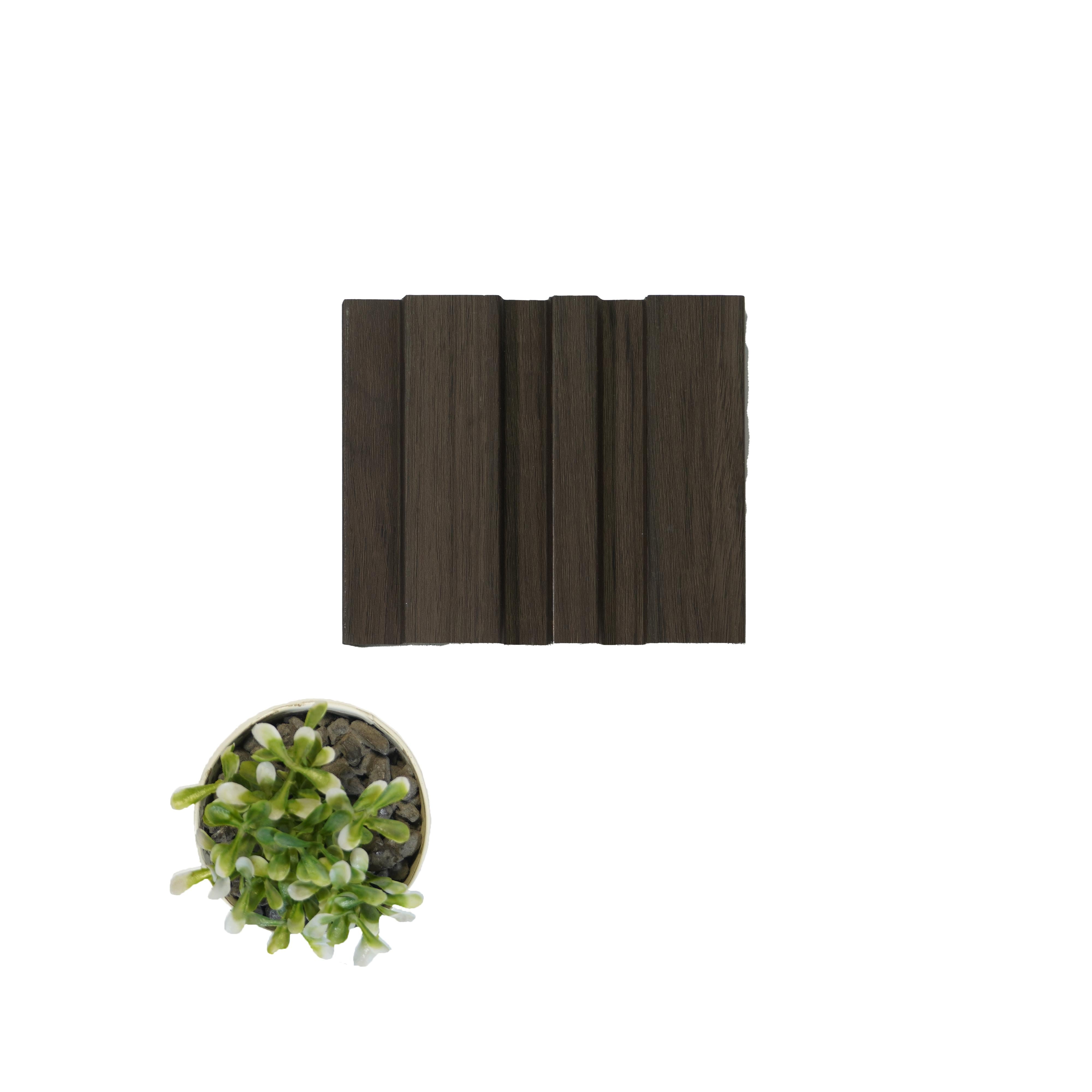 Wooden Effect Charcoal Louver Panel Wood Brown 8x0.41 Ft - Pn 04557