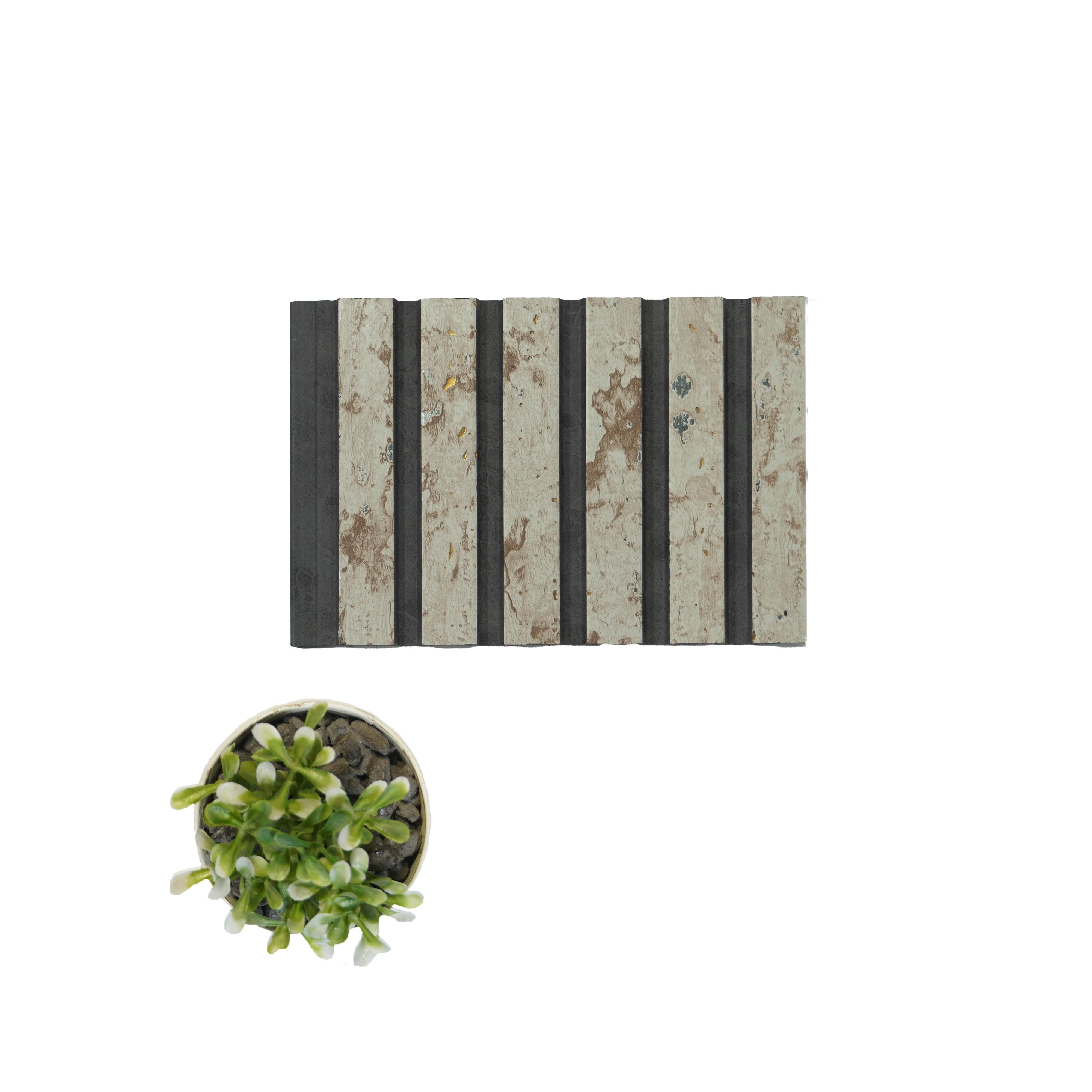 Grey Stone Charcoal Louvers Panel Marble & 8x0.41 Ft - Pn 04551