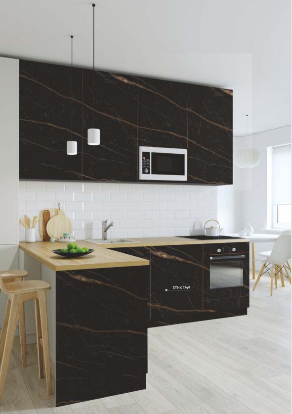 Marine Black Marble & Stone Laminate 8x4 ft Texture 0.8 mm - 1749 STNX