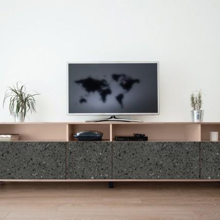 Mirror Gloss Dark Grey Terrazo Marble & Stone Laminate 8x4 ft Glossy 1 mm - 3154 MG