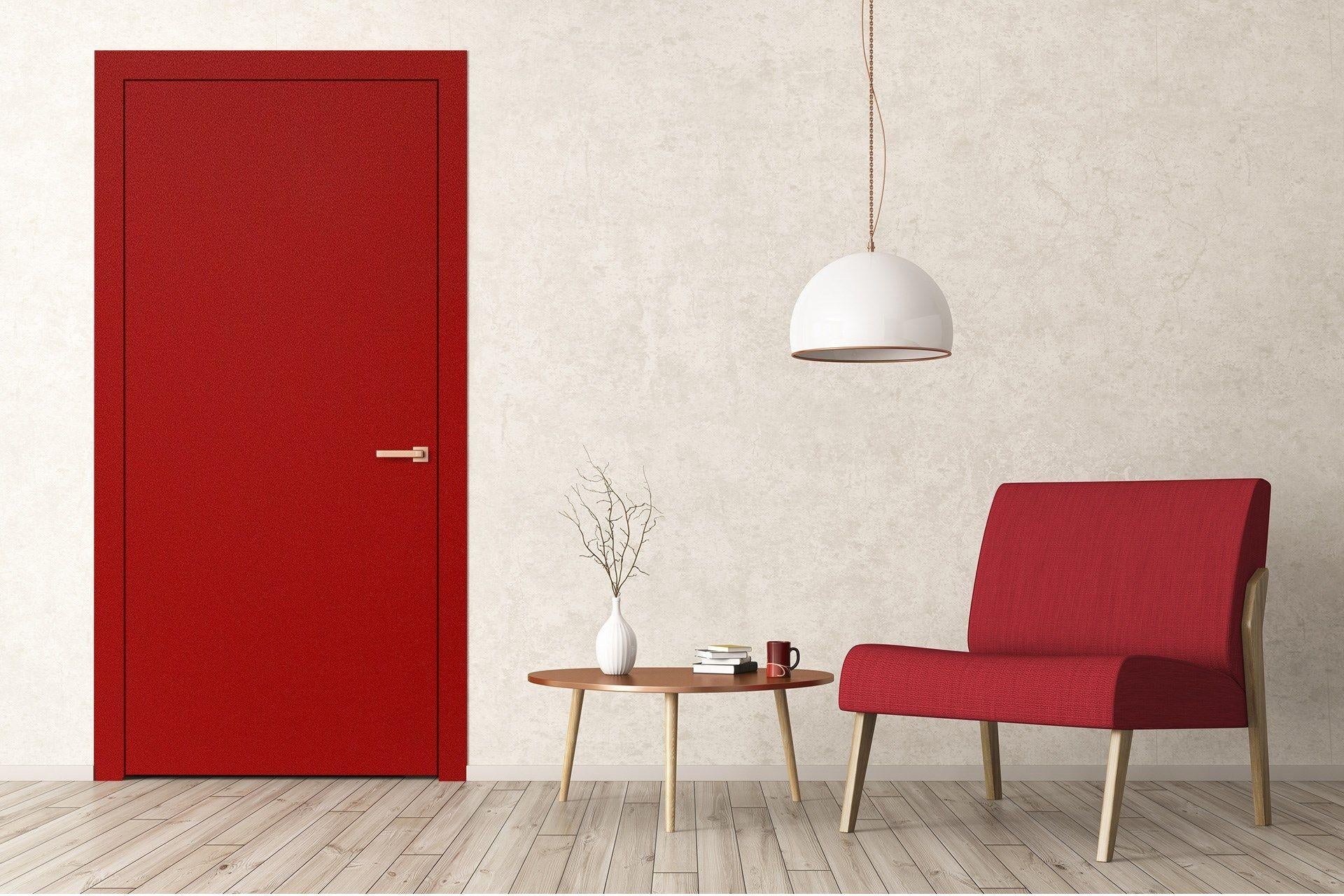 Red Flame Plain Laminate 8x4 ft Suede 1 mm - 93622 SUD