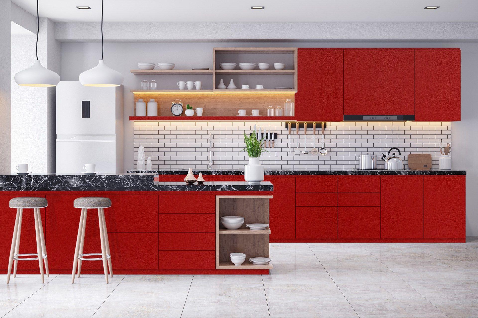 Red Flame Plain Laminate 8x4 ft Suede 1 mm - 93622 SUD