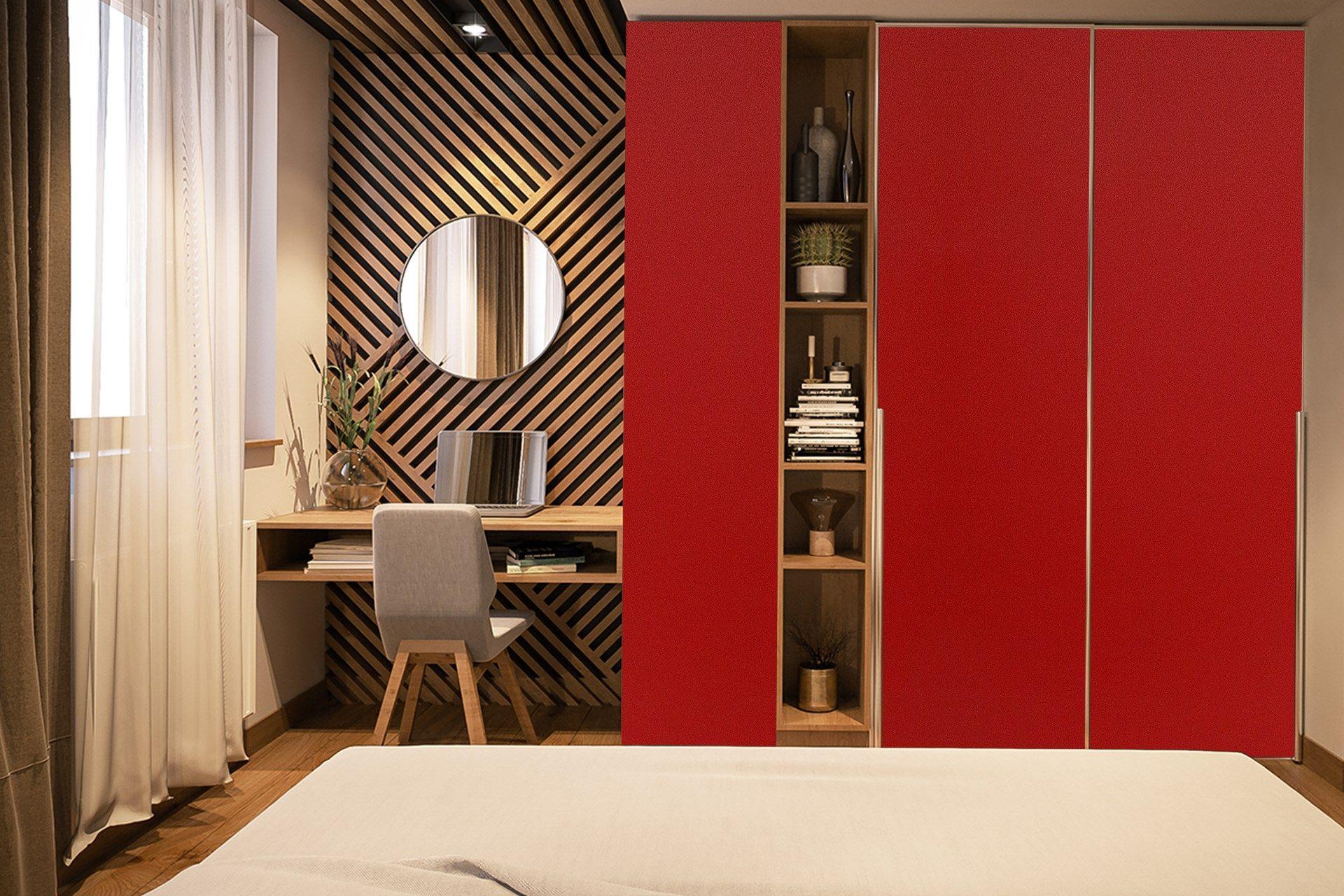 Red Flame Plain Laminate 8x4 ft Suede 1 mm - 93622 SUD