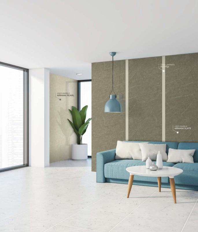 Marble & Stone Laminate 8x4 ft High Gloss 1.5 mm - Armani Slate