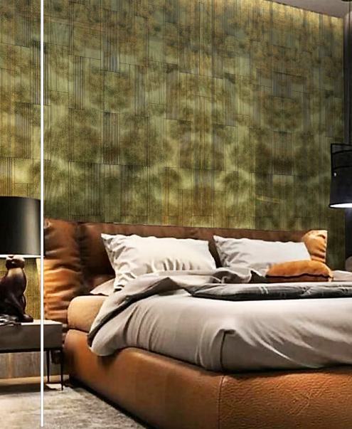 Stelio Hdf Panel Metallic Louvers Brown 8x2 Ft - 22015