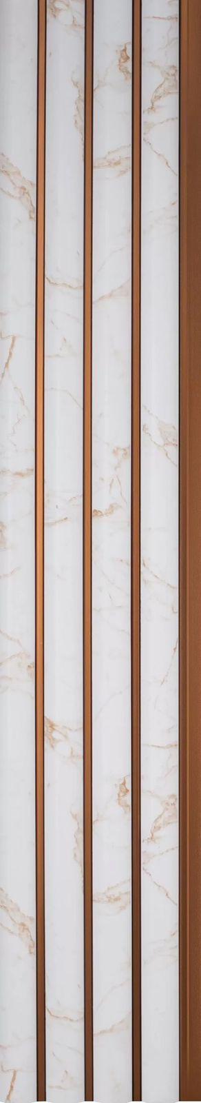 Charcoal Louvers Panel Marble & Stone White 8x0.41 Ft - 3454
