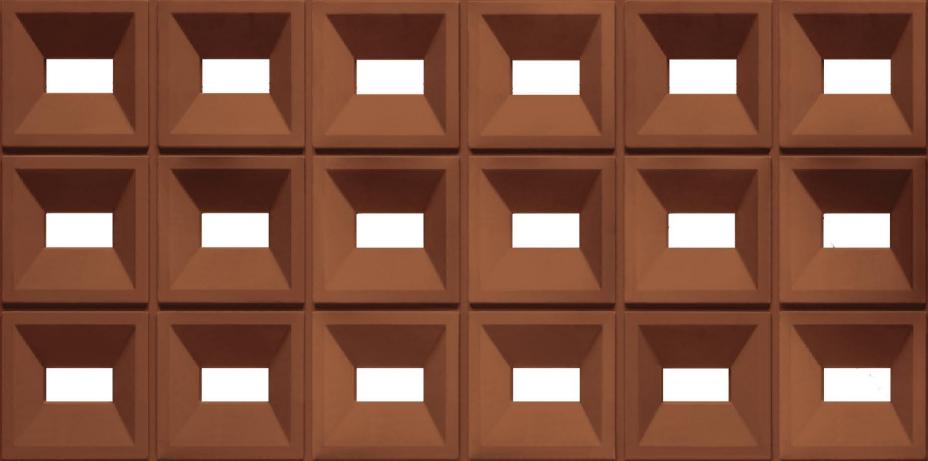 PU Stone Rectangle Grid Brown Texture Finish Panel 4x2 ft designer louvers Brown AR-110