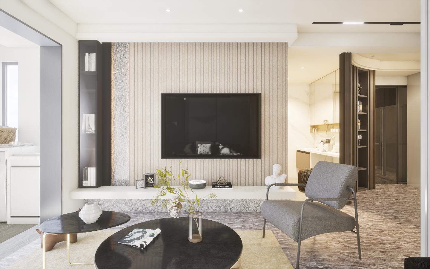 Beige Charcoal Louvers Panel Display Clads Series Marble & Stone 8x0.41 Ft - Sa 3002