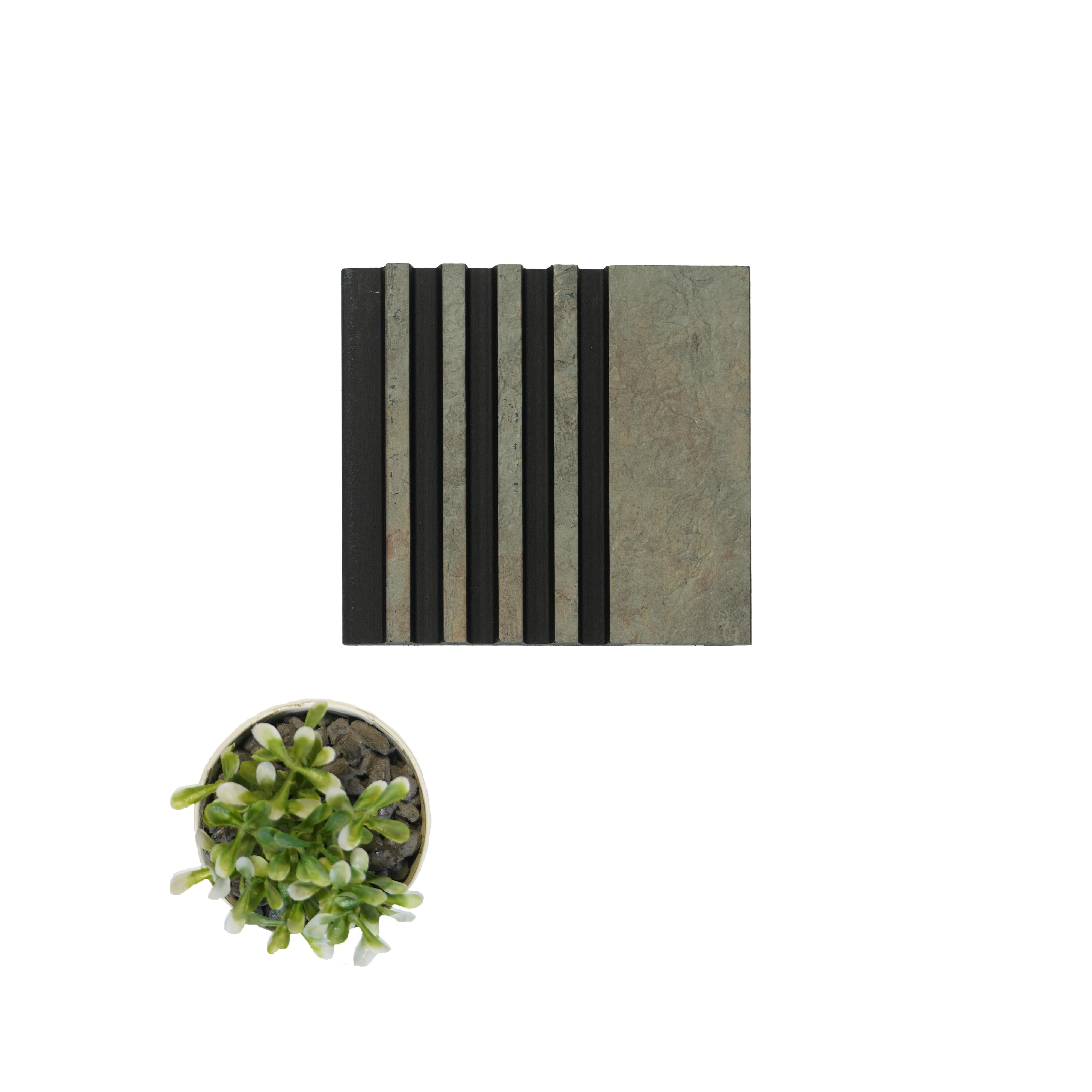 Beige Stone Charcoal Louvers Panel Marble & 9.5x0.39 Ft - Wl 3103