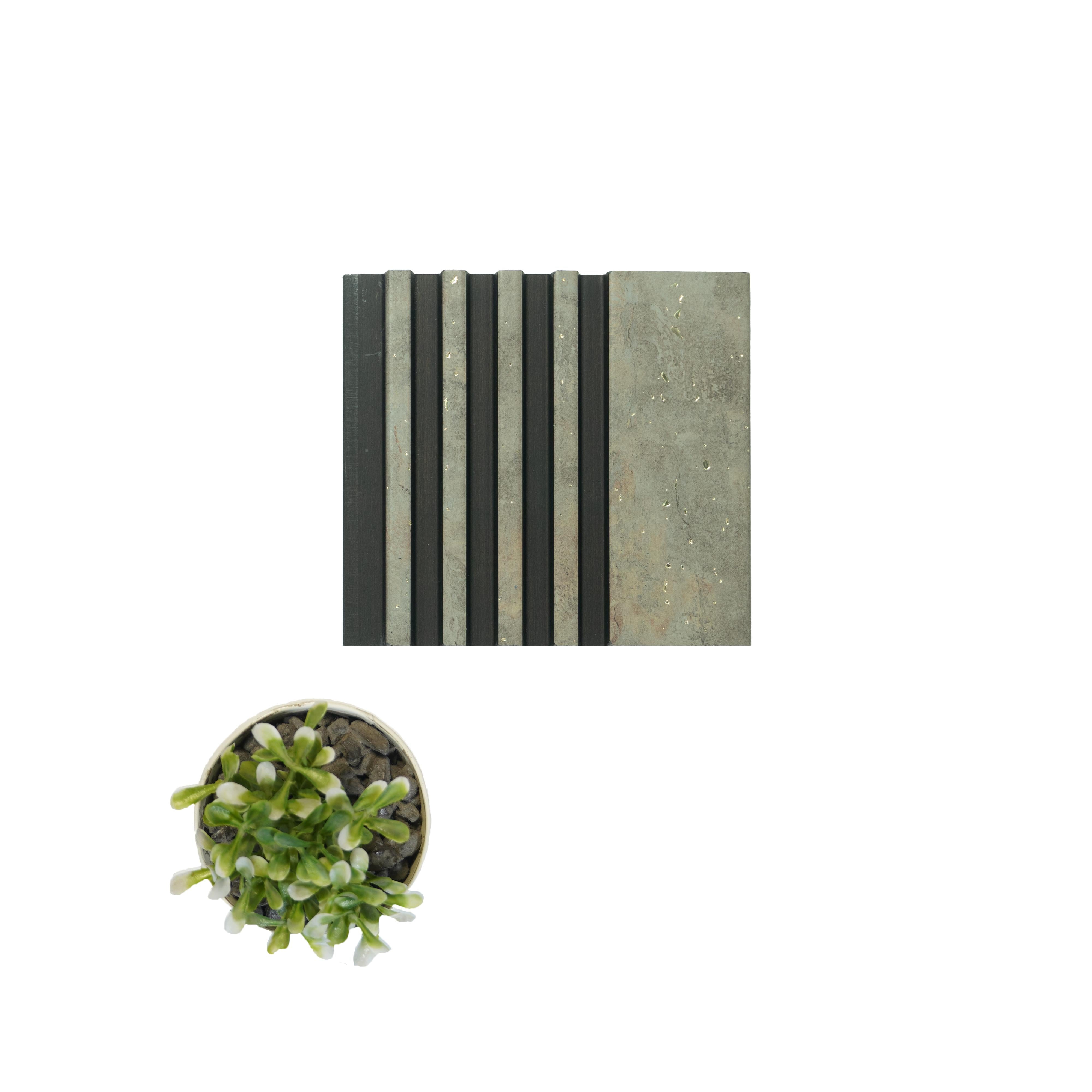Beige Stone Charcoal Louvers Panel Marble & 9.5x0.39 Ft - Wl 3206