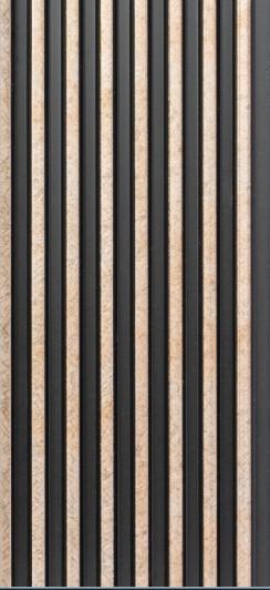 Beige Wood Finish Charcoal Louvers Panel 8x0.41 Ft - 4030