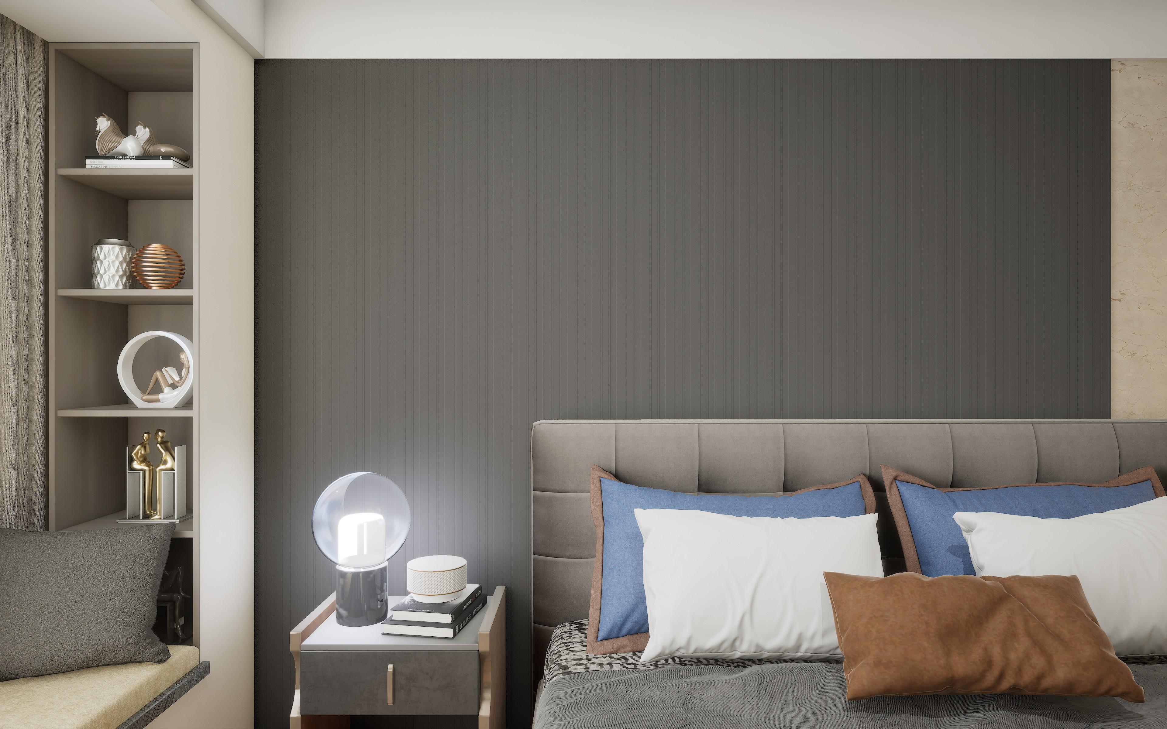 Black Charcoal Louvers Panel Display Clads Series Marble & Stone 8x0.41 Ft - Sa 4003