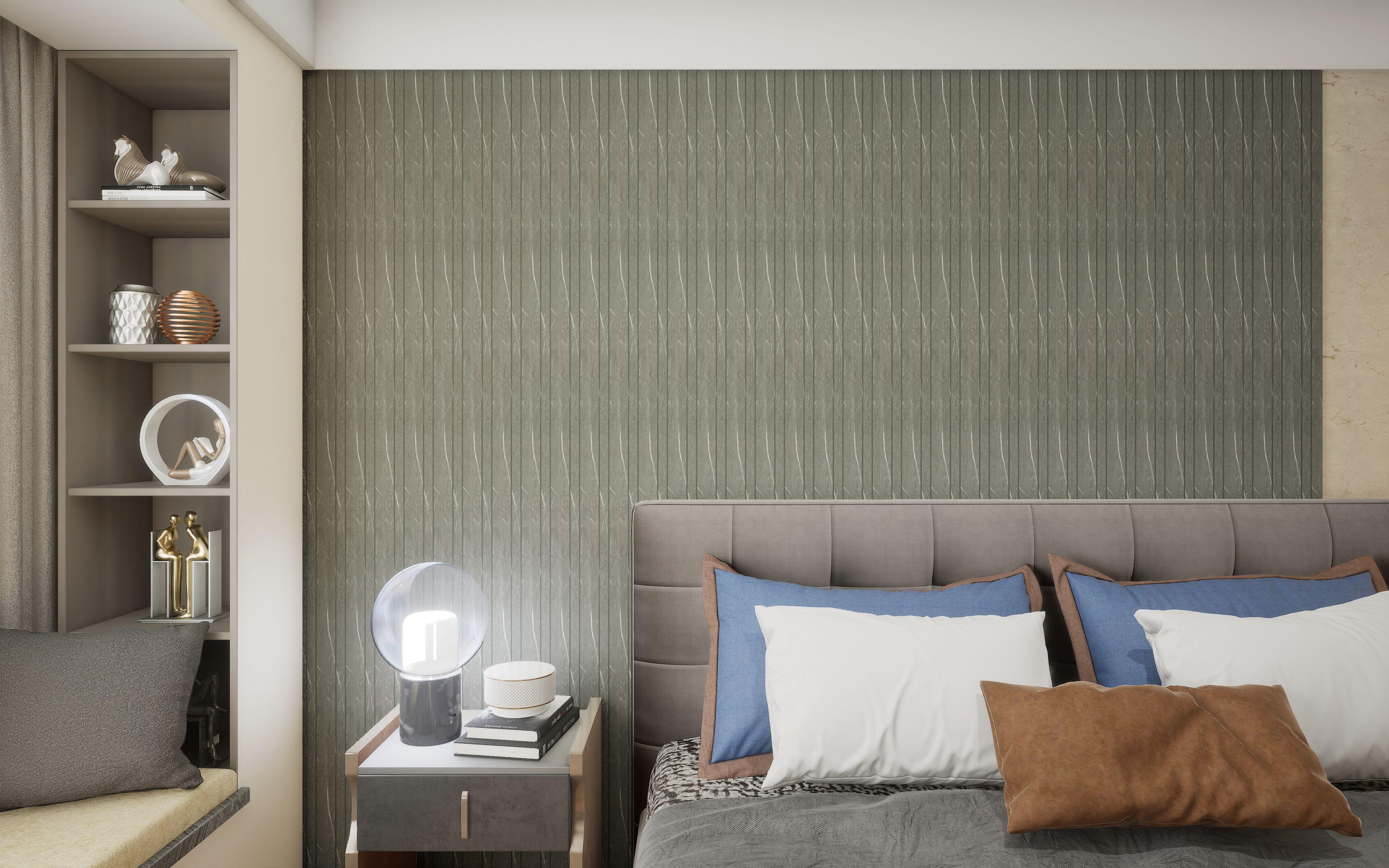 Black Charcoal Louvers Panel Sleek & Splendid Series Wood 8x0.41 Ft - Sa 2001