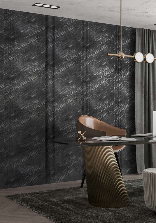 Black Patterned Charcoal Louver Designer 8x2 Ft - An 9823