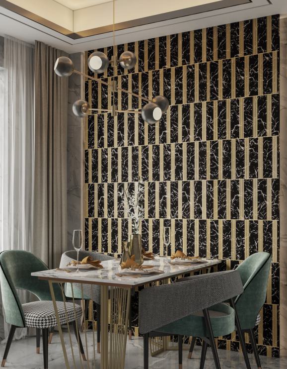 Black Patterned Charcoal Louver Designer 8x2 Ft - Tr 9613