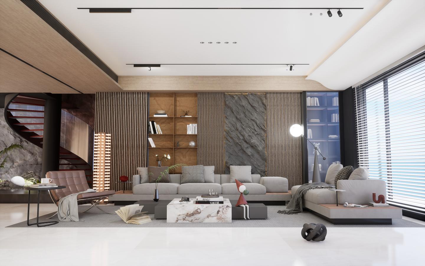 Brown Charcoal Louvers Designer 8x0.41 Ft - 4026