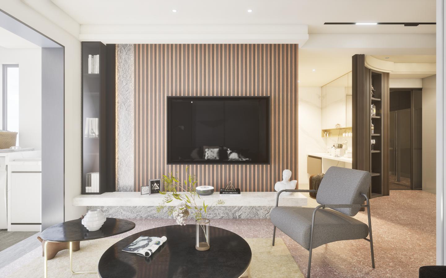 Brown Charcoal Louvers Panel Display Clads Series Wood 8x0.41 Ft - Sa 1017