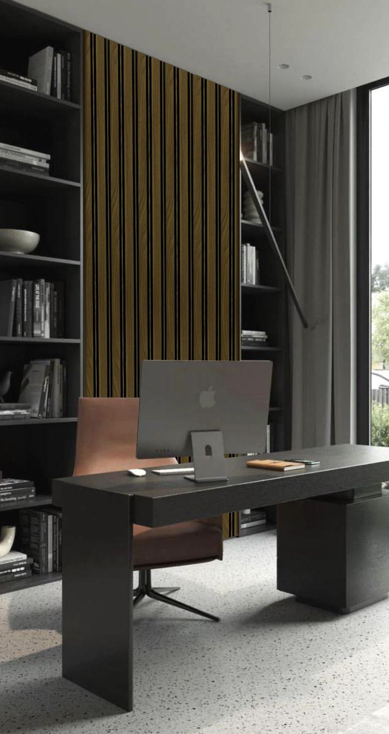 Brown Charcoal Louvers Panel Slat Series Wood 8x0.41 Ft - Sl 918