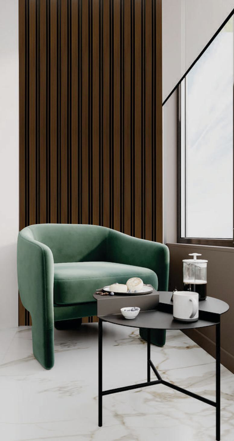 Brown Charcoal Louvers Panel Slat Series Wood 8x0.41 Ft - Sl 919