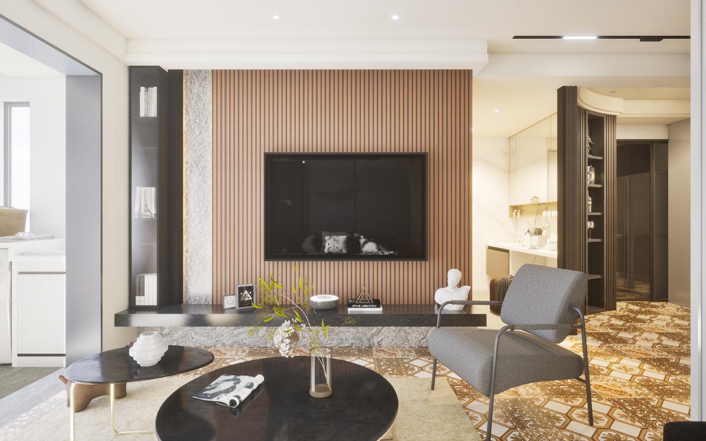 Brown Charcoal Louvers Panel Sleek & Splendid Series Wood 8x0.41 Ft - Sa 1019