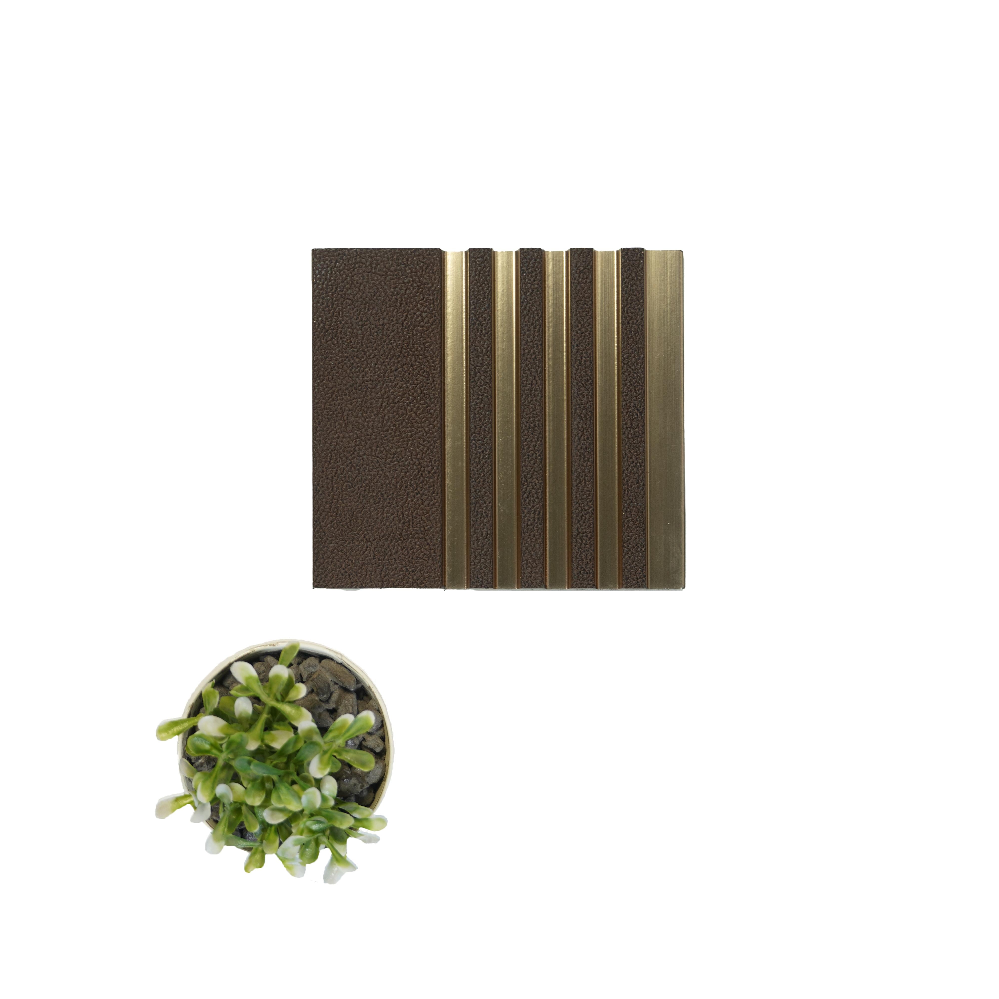 Brown Leather Charcoal Louver Fabric 9.5x0.39 Ft - Wl 3202