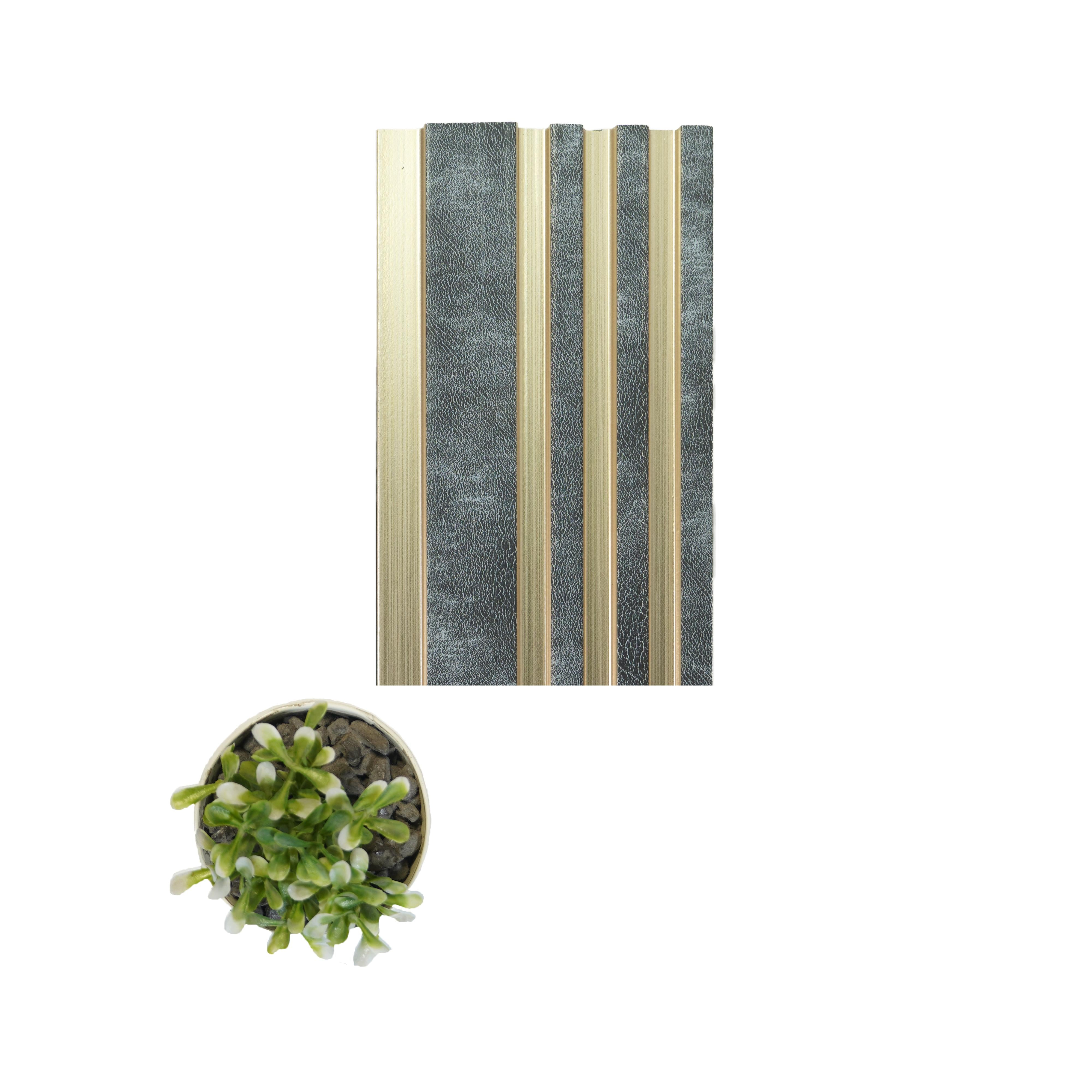 Brown Leather Charcoal Louvers Panel Fabric 9.5x0.41 Ft - Pn 00466