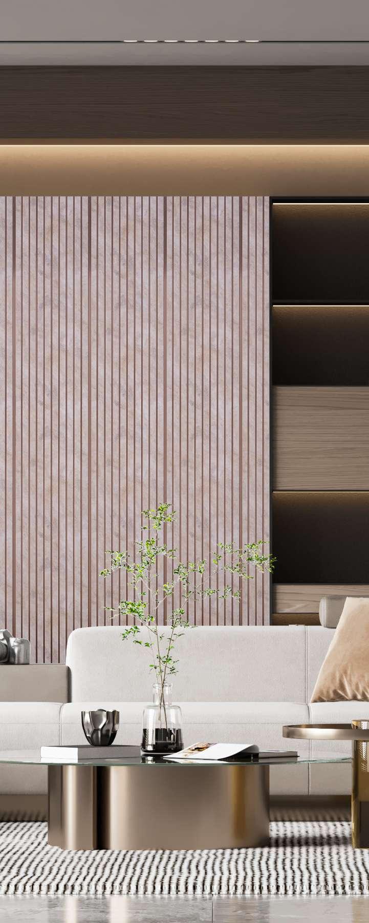 Brown Marble Charcoal Louvers Panel & Stone 8x1 Ft - Ed 9131