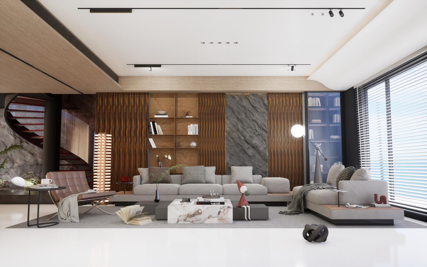 Brown Marble Louvers Panel & Stone 8x0.41 Ft - 943002