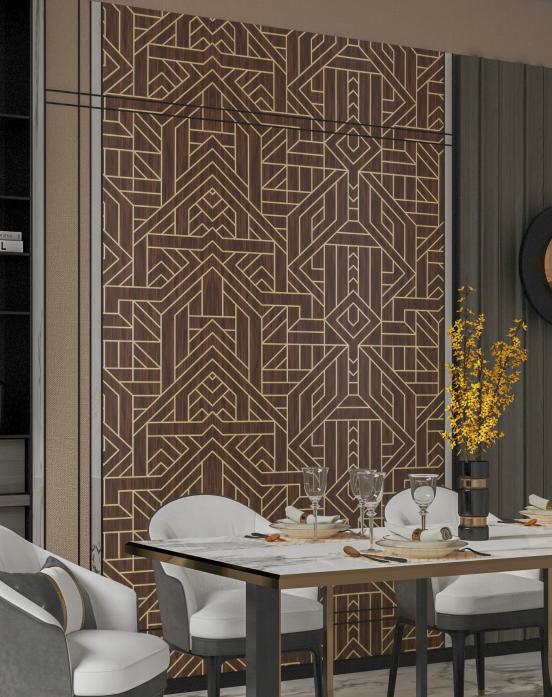 Brown Patterned Charcoal Louver Designer 8x2 Ft - Tr 9618