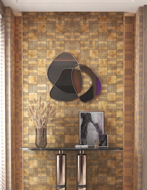 Brown Patterned Charcoal Louver Designer 8x2 Ft - Tr 9634