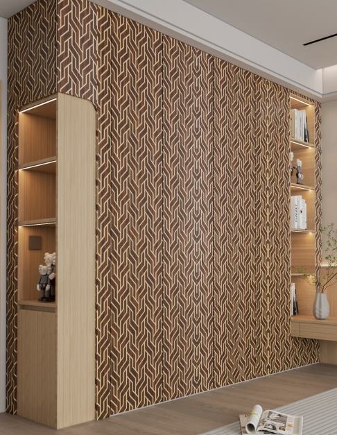 Brown Patterned Charcoal Louver Designer 8x2 Ft - Tr 9640