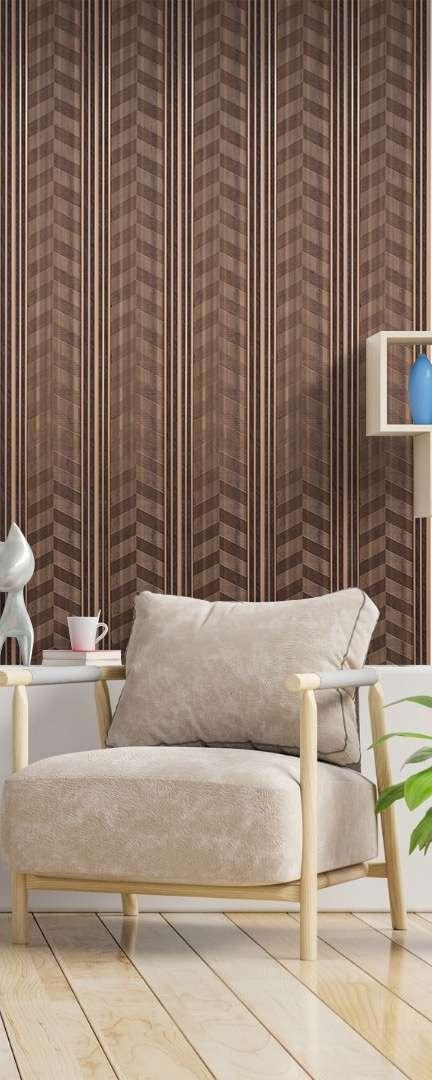 Brown Patterned Charcoal Louvers Designer 8x1 Ft - Ed 9118