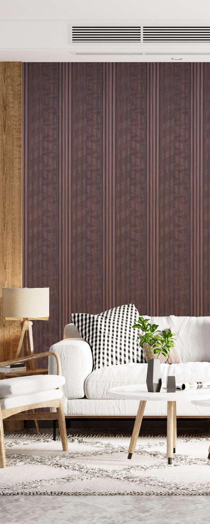 Brown Patterned Charcoal Louvers Designer 8x1 Ft - Ed 9120