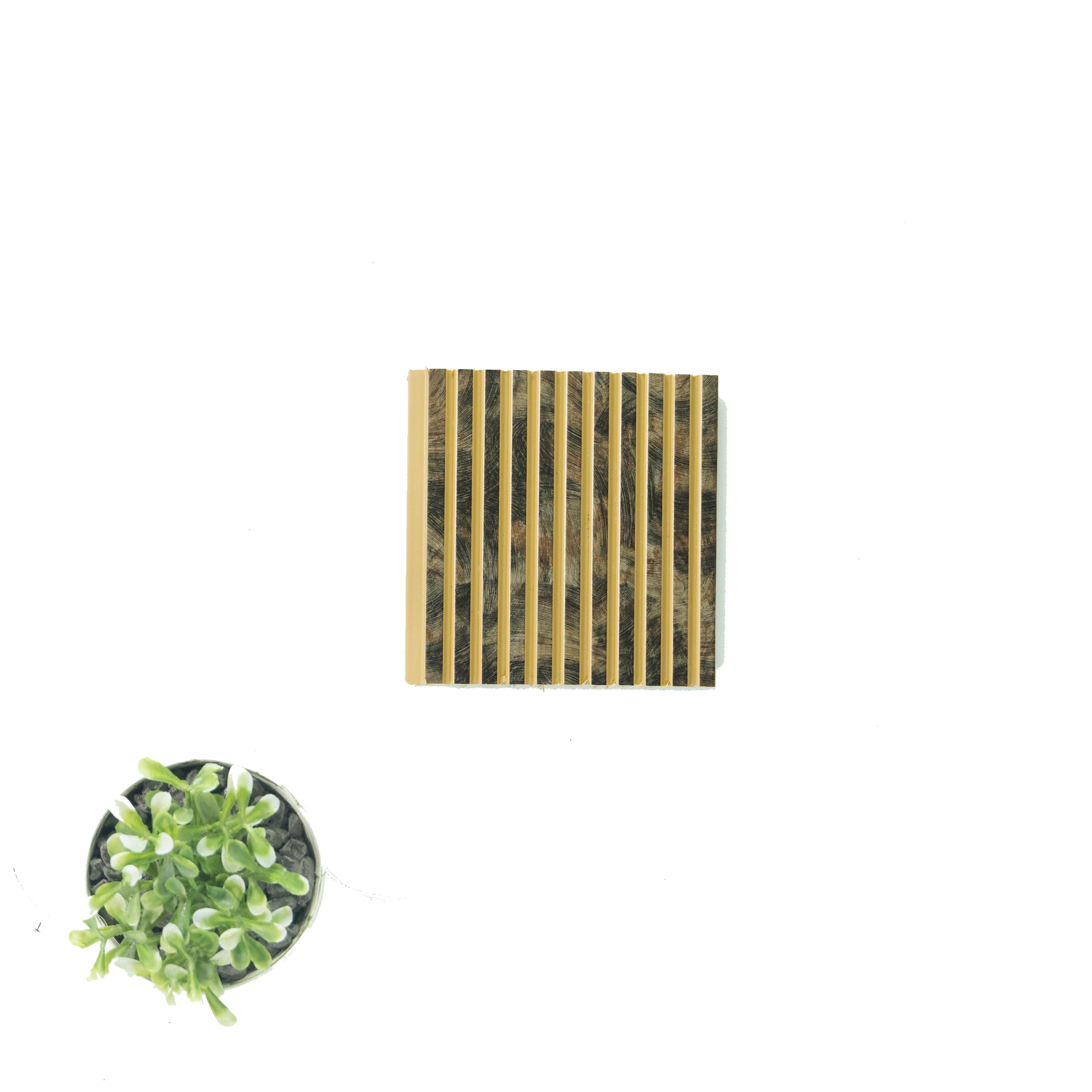 Brown Stone Charcoal Louvers Panel Marble & 9.5x0.32 Ft - Pn 00478