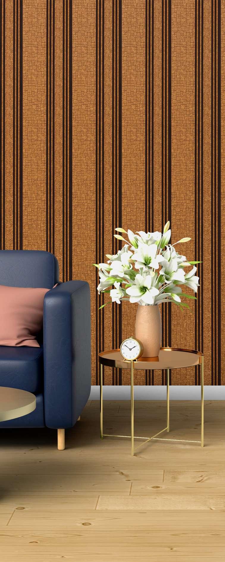Brown Stone Charcoal Louvers Panel Marble & 8x1 Ft - Ed 9103