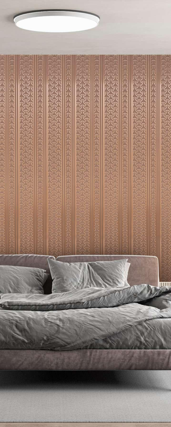 Brown Stone Charcoal Louvers Panel Marble & 8x1 Ft - Ed 9107