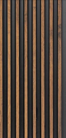 Brown Wood Finish Charcoal Louvers Panel 8x0.41 Ft - 4029