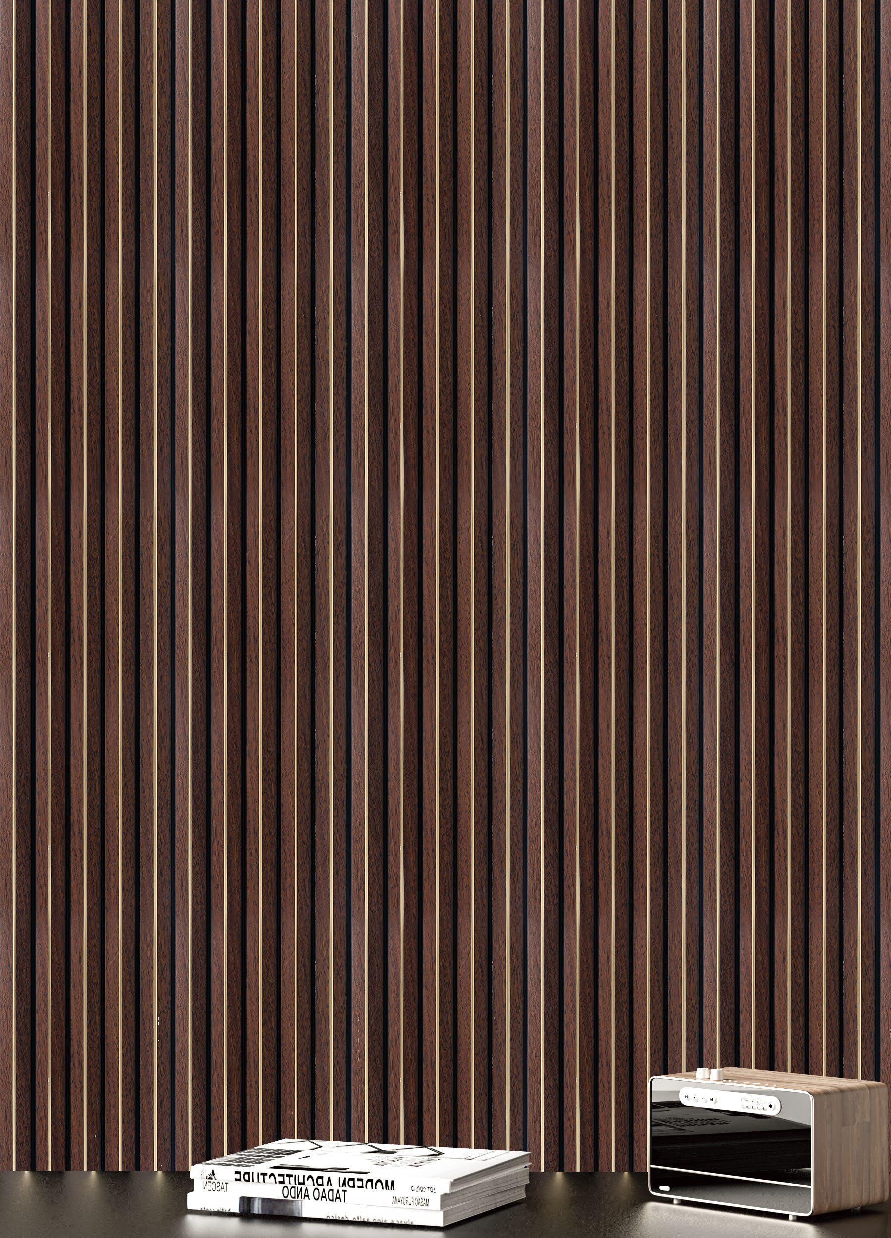 Premium Charcoal Panel Wood Louvers Brown 8x0.39 Ft - Pn 05317