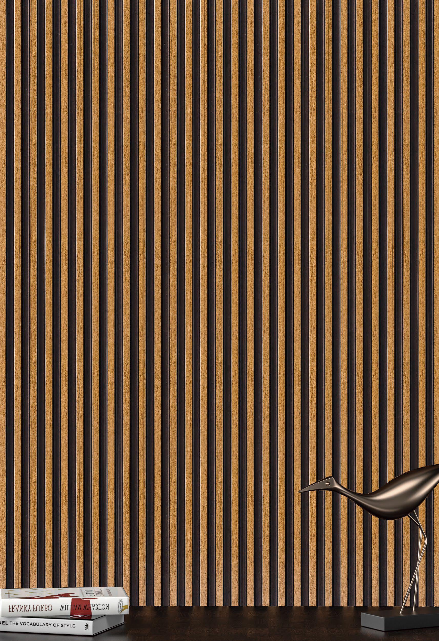 Premium Charcoal Panel Wood Louvers Brown 8x0.4 Ft - Pn 05293