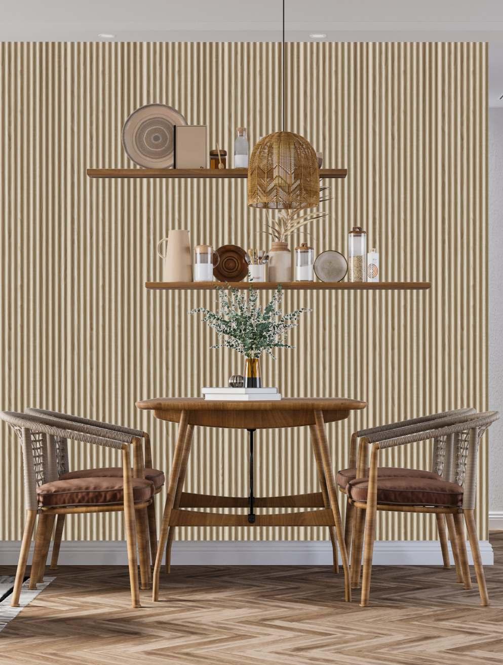 Brown Wooden Charcoal Louvers Panel Wood 9.5x0.37 Ft - Pn 03548