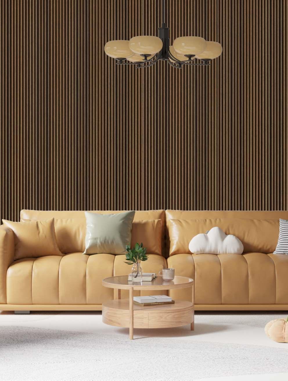 Brown Wooden Charcoal Louvers Panel Wood 9.5x0.37 Ft - Pn 03565