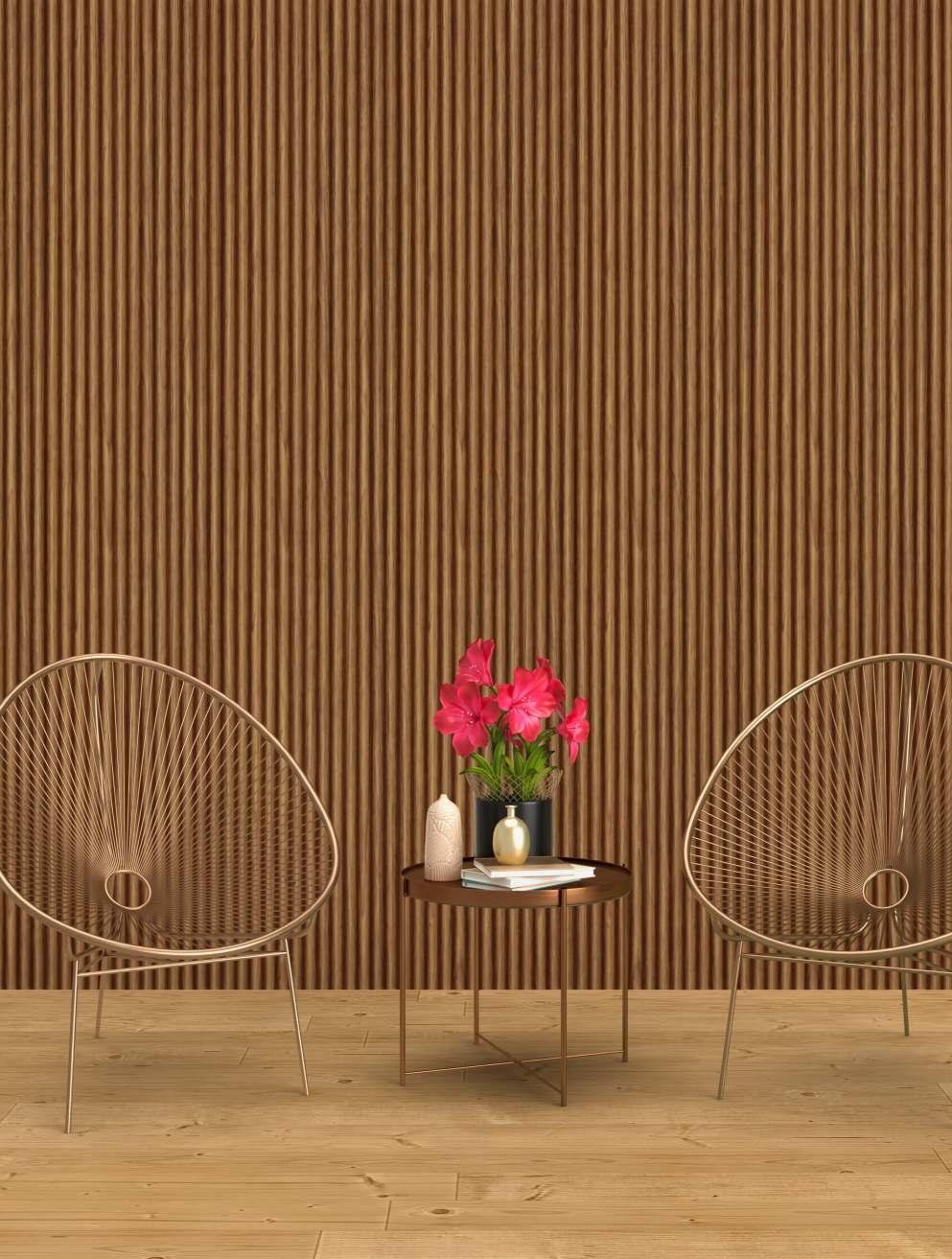 Brown Wooden Charcoal Louvers Panel Wood 9.5x0.37 Ft - Pn 03570