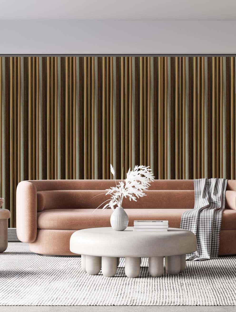 Premium Charcoal Panel Wood Louvers Brown 9.5x0.39 Ft - Pn 03551