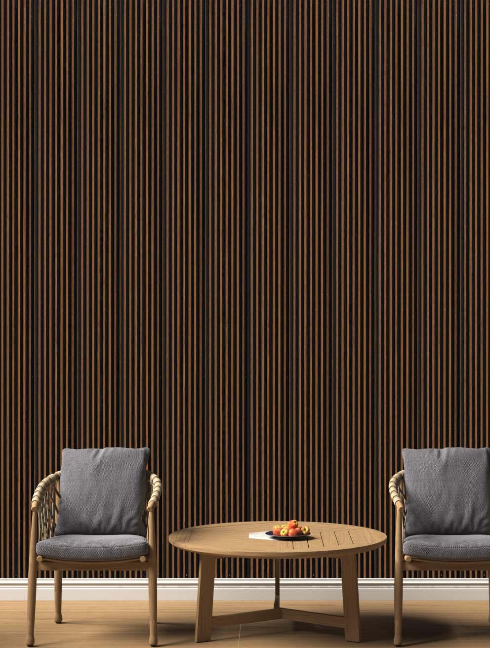 Premium Charcoal Panel Wood Louvers Brown 9.5x0.4 Ft - Pn 03531