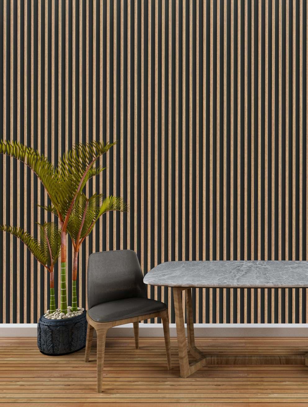 Premium Charcoal Panel Wood Louvers Brown 9.5x0.4 Ft - Pn 03534