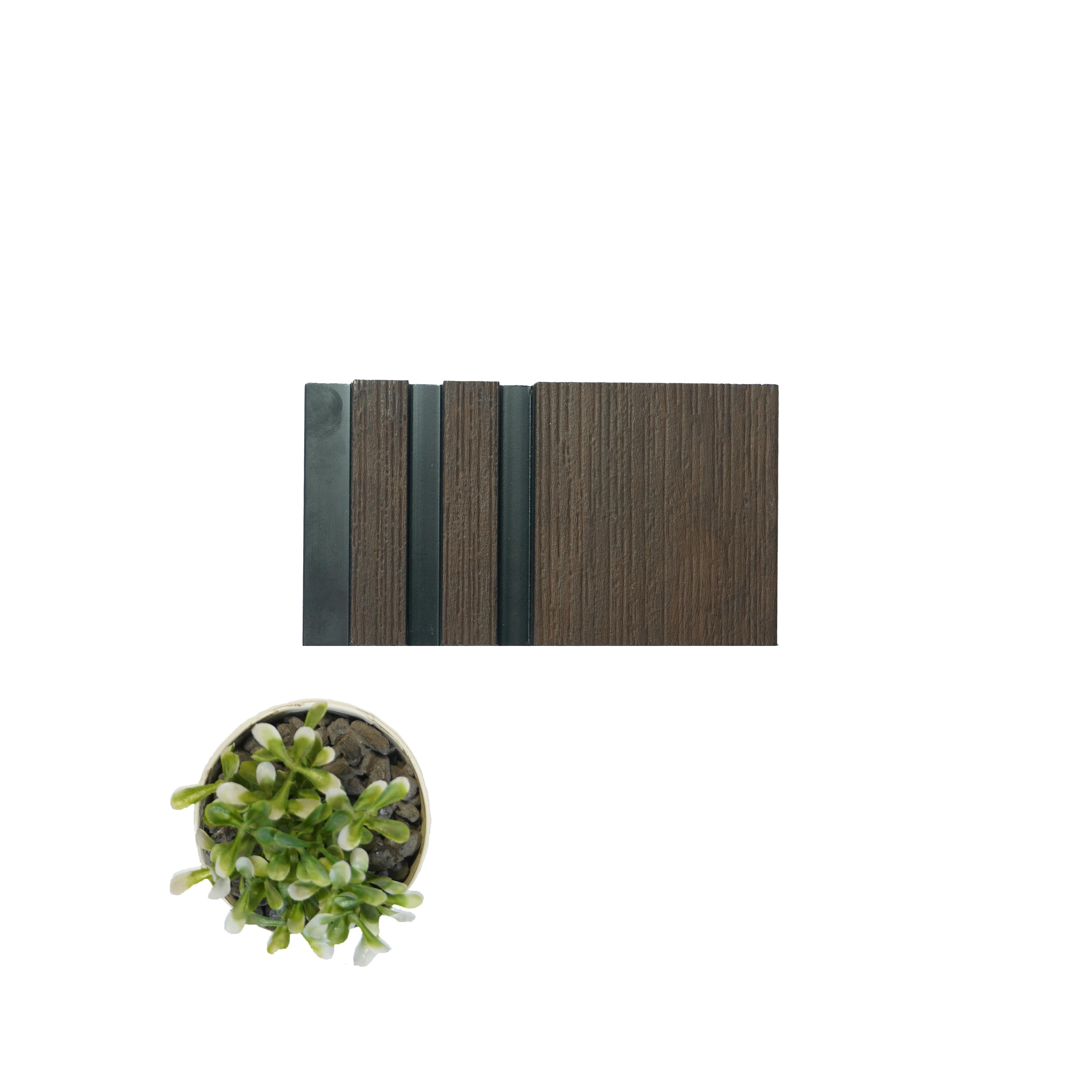 Brown Wooden Charcoal Louvers Panel Wood 9.5x0.49 Ft - Pn 03388