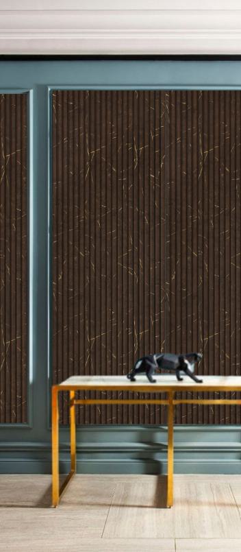 Brown Wooden Charcoal Louvers Panel Wood 8x1 Ft - Ed11007