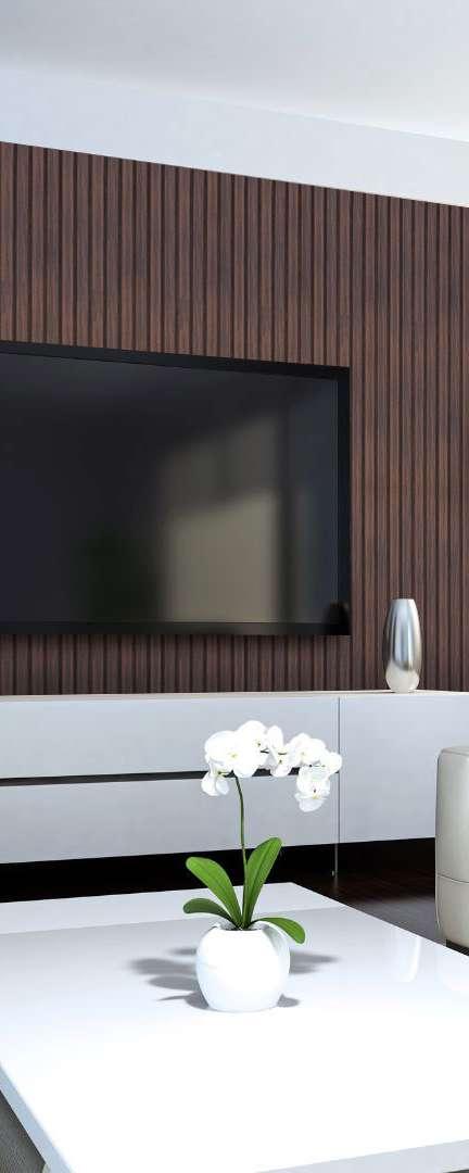 Brown Wooden Charcoal Louvers Panel Wood 8x1 Ft - Ed 9127