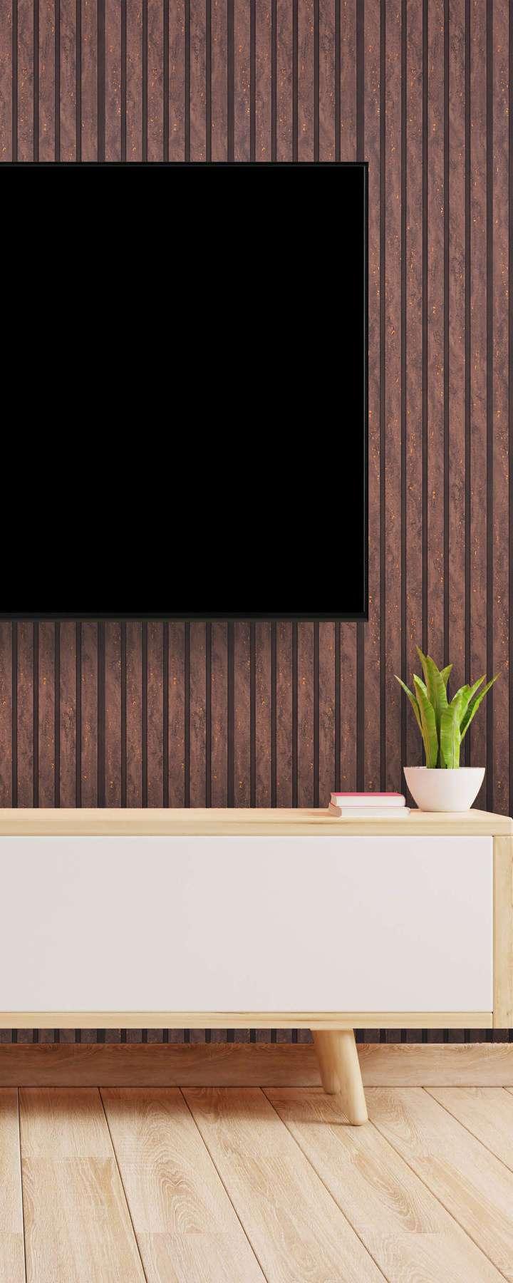 Brown Wooden Charcoal Louvers Panel Wood 8x1 Ft - Ed 9128